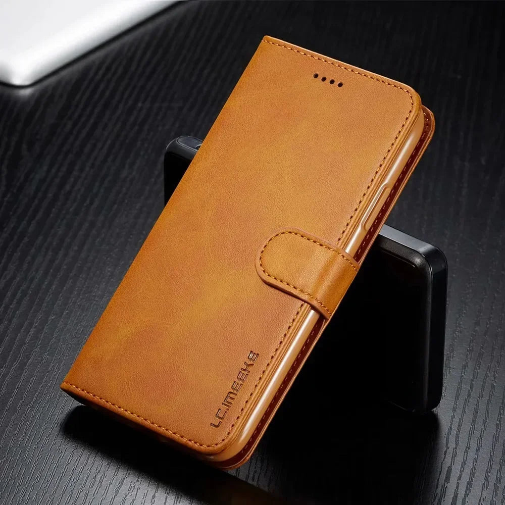 Luxus Leder Wallet Case für iPhone – Flip Cover mit Kartenfächern & Standfunktion für iPhone 5S bis iPhone 17 Pro Max