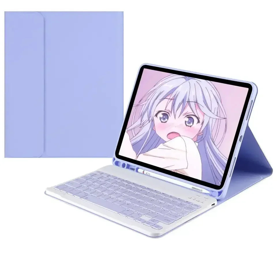 Bunte Bluetooth Tastatur Hülle für iPad 10.2, iPad 7/8/9/10, iPad Pro 11, iPad Air 4 & 5, iPad mini 5 & 6 – Magnetisches Leder Stand Case mit Keyboard