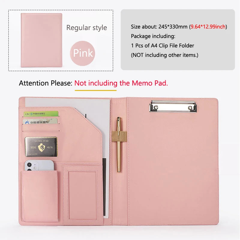 Carte de portefeuille exécutif en cuir A4 – Document élégant avec pinces | Plan d'affaires et organisateur de bureau pour bureau et réunions 