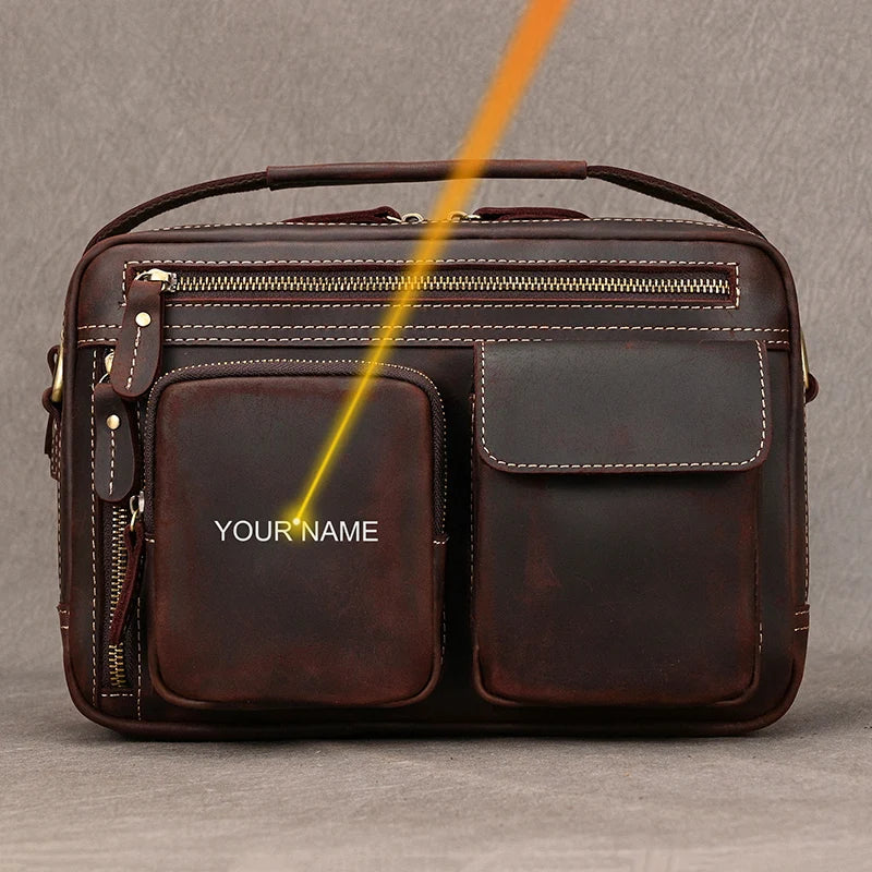 Luufan Herren Leder Aktentasche – Vintage Crazy Horse Leather Messenger Bag für iPad & Büro