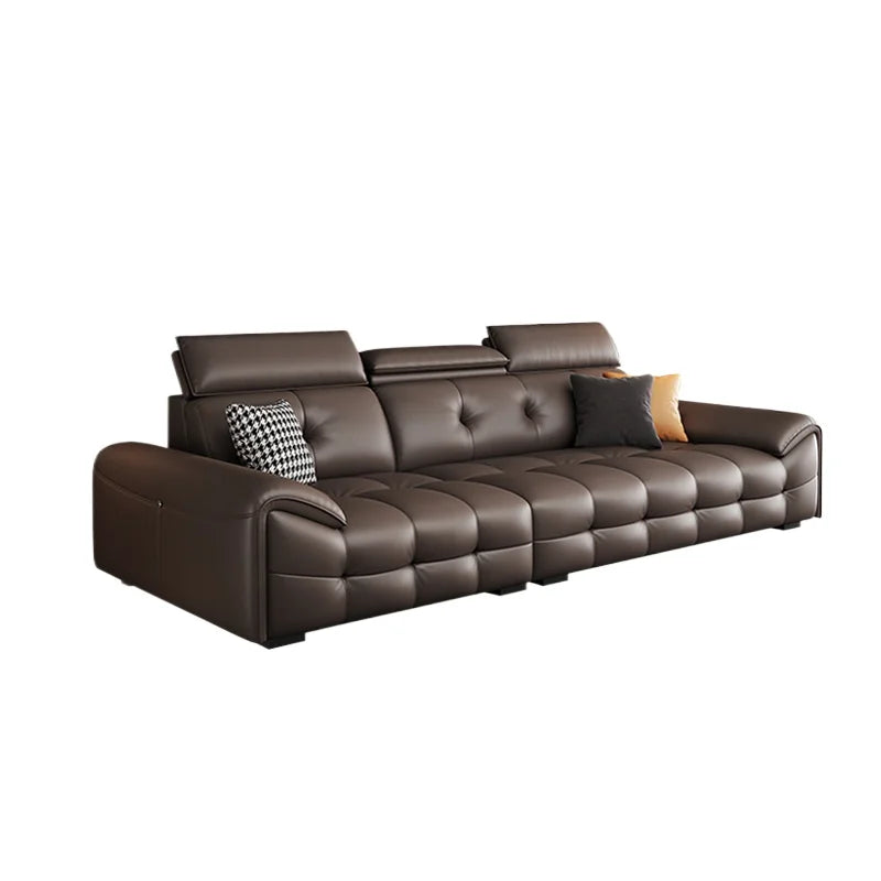 Italienisches modernes Ledersofa für das Wohnzimmer – Minimalistisches Relax Sofa aus echtem Leder mit Latex-Polsterung