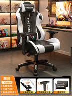 Ergonomischer Bürostuhl aus Leder mit Fußstütze & Rückenlehne – Höhenverstellbarer Drehstuhl mit Armlehnen & Rollen für Homeoffice & Büro