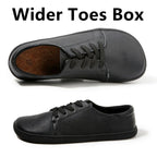 TONGLEPAO Barfuß Leder Sneaker – Zero Drop Schuhe aus echtem Rindsleder, breite Zehenbox & weiche Korksohle für Damen & Herren