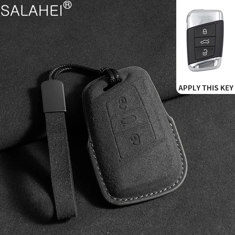 Wildleder Autoschlüssel Hülle para VW, Skoda y SEAT - Funda para llave premium para Passat B8, Tiguan MK2, Golf 8, Octavia A7/A8 y Leon MK4 