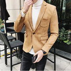 Herren Vintage Wildleder-Blazer im Slim Fit – Smart-Casual Sakko in Lederoptik für Business, Hochzeit & Streetwear