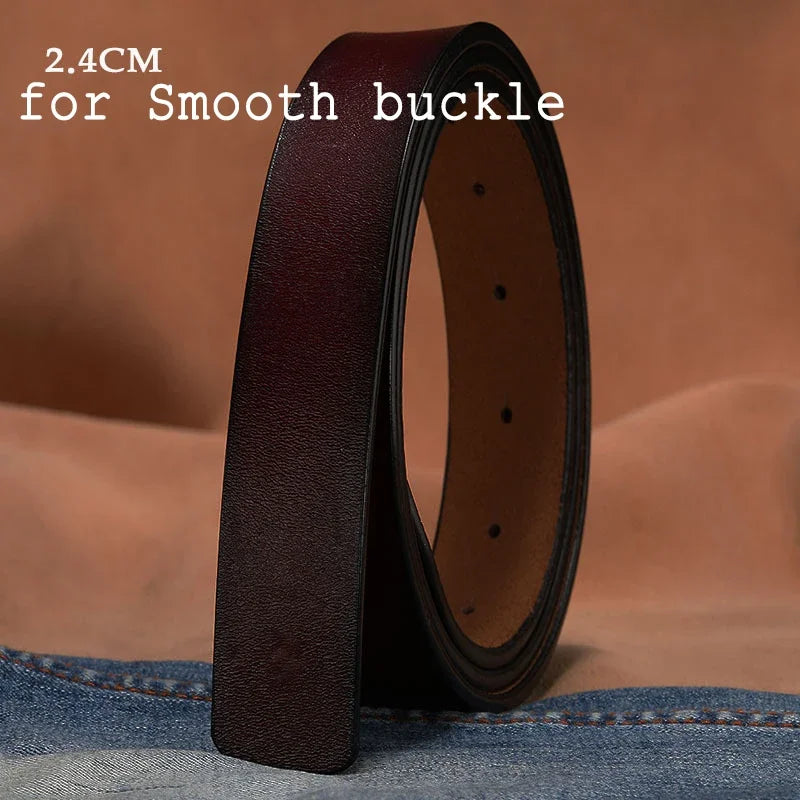 2.8cm 3.0cm 3.3cm 3.5cm 3.8cm Leather Belt Body No Buckle for Smooth Automatic Pin Buckle Belt Strap Without Buckle Men Women