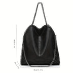 Damen Handtasche mit Kette – Fashion PU-Leder Bucket Bag, Schulter- & Crossbody Tasche, Groß und Tragbar