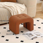 Massivholz Sitzhocker mit Kunstlederpolster – Multifunktionaler niedriger Lederhocker &amp; kompakte Schuhwechsel-Bank for Wohnzimmer