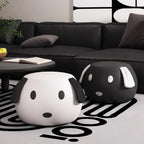 Cartoon Hund Lederhocker – Weicher Sitzhocker &amp; Schuhwechselstuhl aus atmungsaktivem PU-Leder für Wohnzimmer