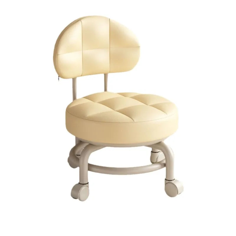 Exquisiter Sattelleder-Hocker mit Rückenlehne & Rollen – Drehbarer Schuhwechsel- & Wohnhocker aus Echtleder im modernen Design