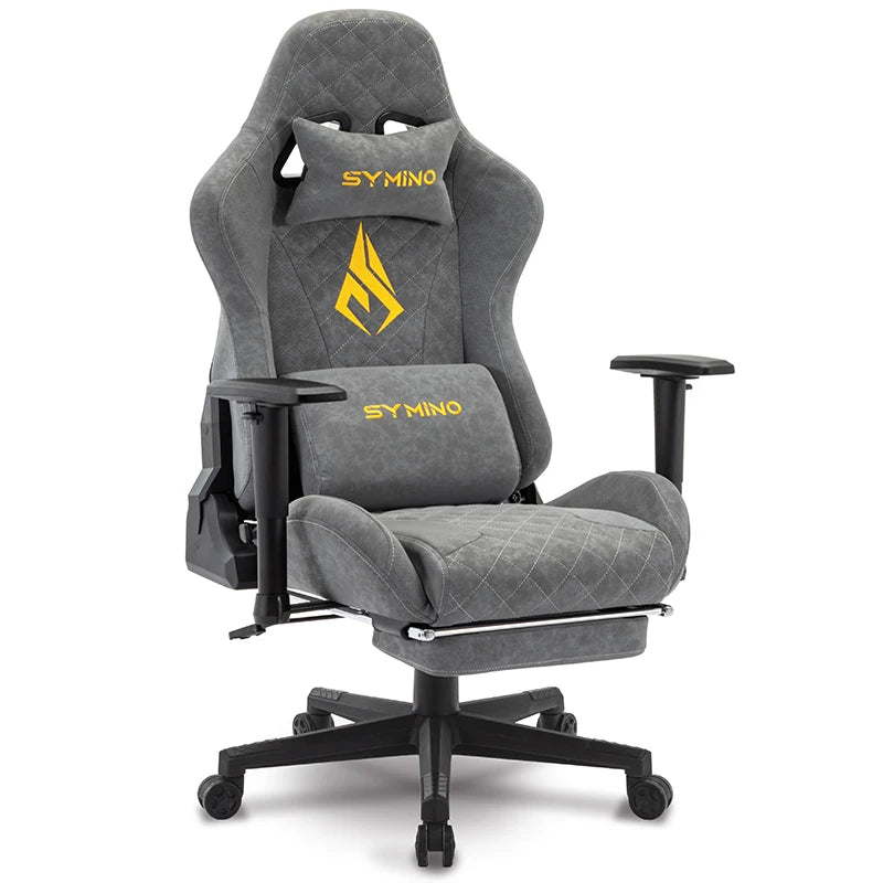 SYMINO Vintage Gaming Chair aus PU-Leder – Ergonomischer Drehstuhl mit Armlehnen & Rollen für Büro, Homeoffice & Gaming