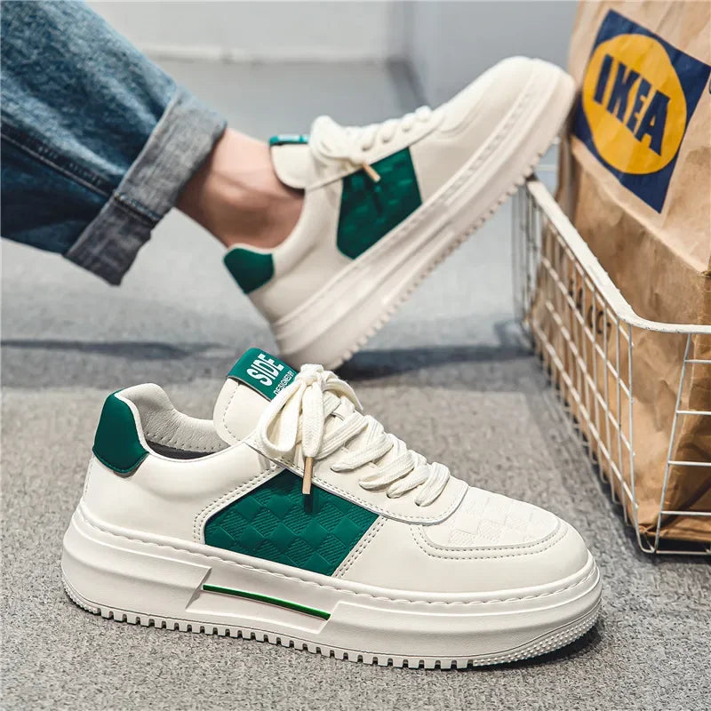 JKPUDUN Herren Leder Sneakers – Atmungsaktive, leichte Sportschuhe für Alltag, Walking, Tennis & Outdoor