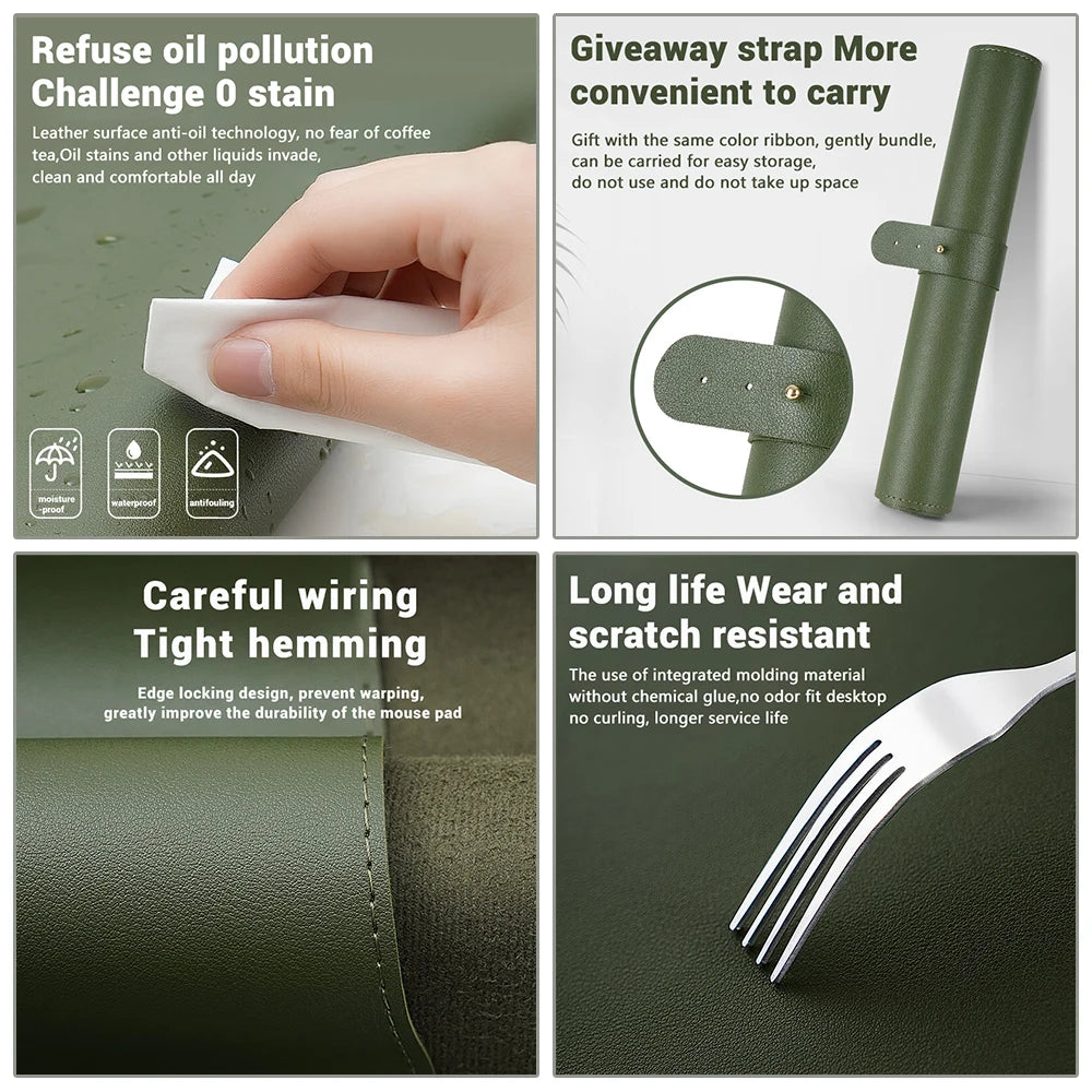 EMTRA Leder Gaming Mousepad - Großes, Rutschfestes &amp; Wasserdichtes Mauspad in Mehrfarben für Büro, Gaming &amp; Homeoffice