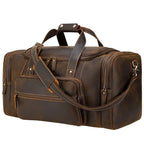 QINGWU Bolsas de cuero grandes para hombres – Vintage Weekender aus echtem Crazy Horse Rindsleder mit Schuhfach 