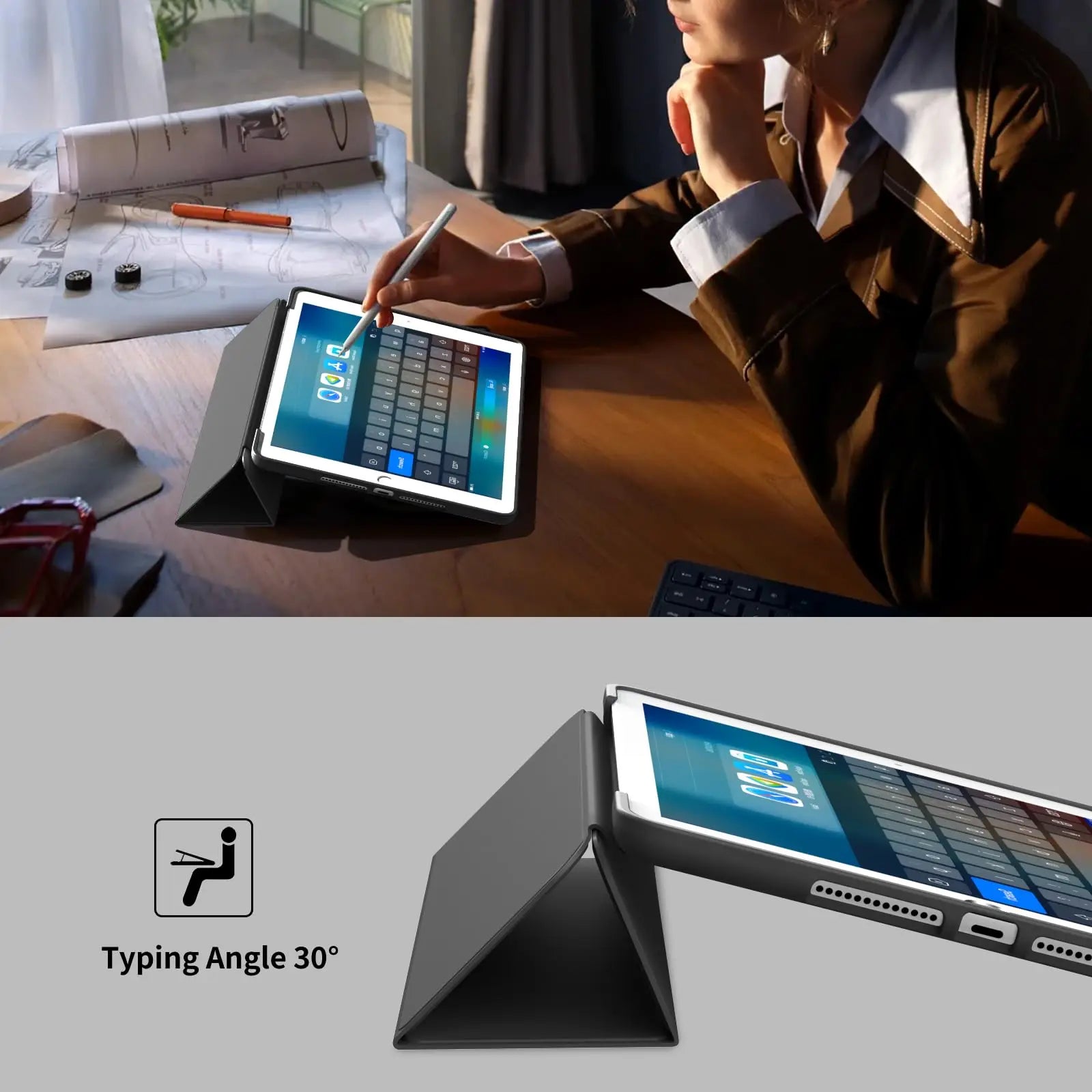 Soft Silikon & PU-Leder Hülle für iPad 10.2 Zoll (7., 8. & 9. Generation) – Flip Smart Cover mit Rundumschutz