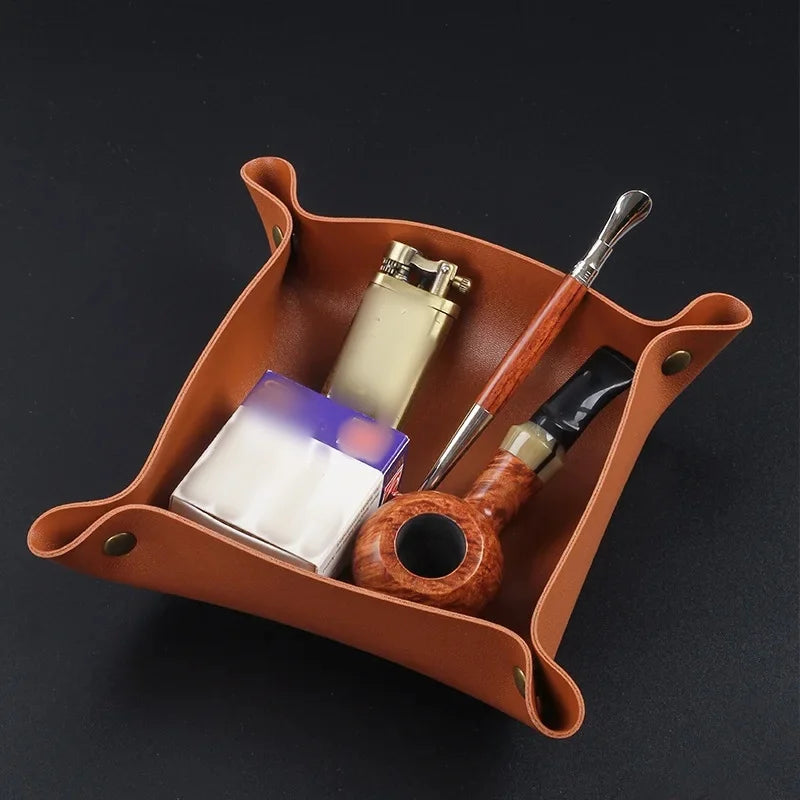 Faltbares Leder Rolling Tray 20 cm – Rollbare Ablageschale für Tabak, Pfeifen- & Zubehör