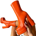 Bottines à plateforme pour femmes avec bloc-notes – Bottines Chelsea luxueuses en cuir haut de gamme, talons ultra hauts, taille 34–47