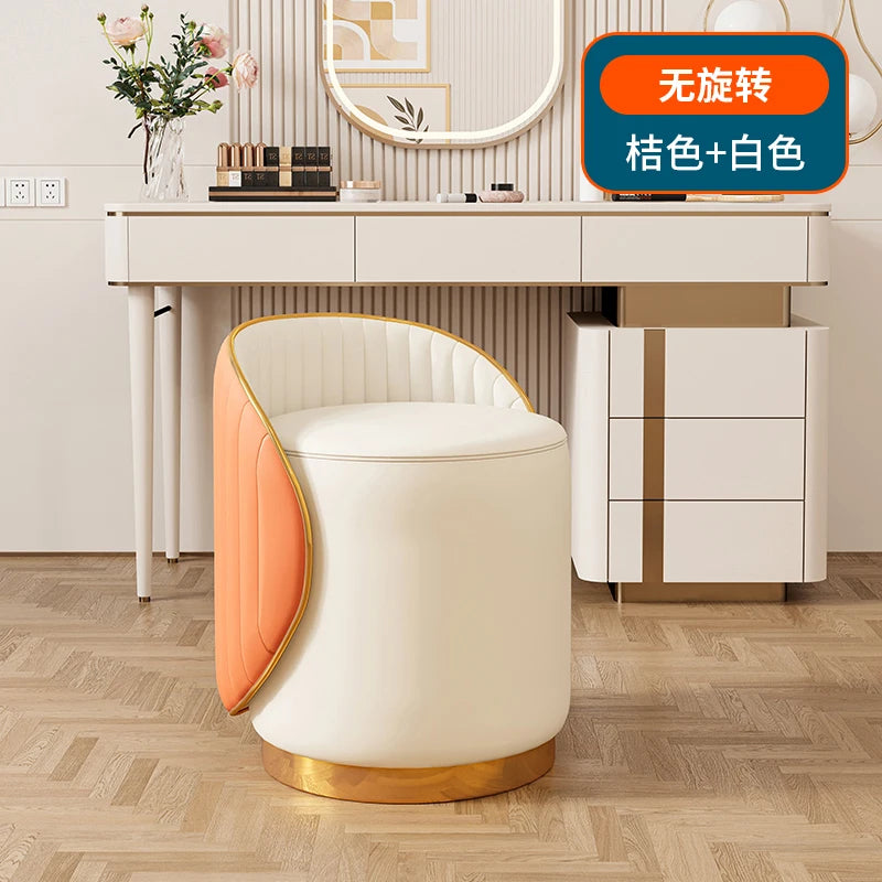 360° drehbarer Lederhocker aus Kunstleder – Moderner Schmink- & Eingangsbereich-Hocker für Flur, Wohnzimmer & Schlafzimmer