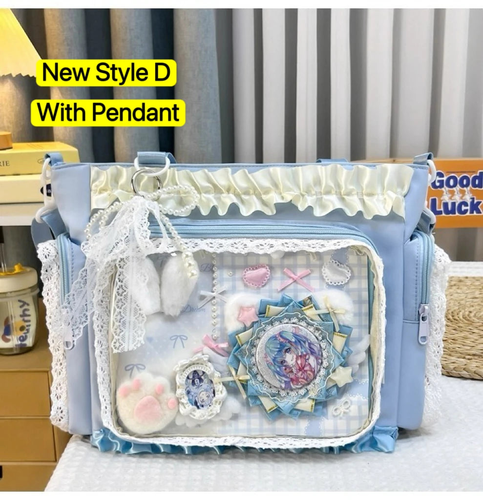 Y2K Ita Bag Damen – Sac fourre-tout transparent et bandoulière au style japonais Lolita, grand sac fourre-tout DIY Display 