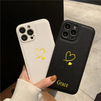 Funda personalizada de lujo para iPhone con Herzmuster: Hot Foil Gravur &amp; Kunstleder, iPhone 17/16/15/14/13/12/11 Pro Max Plus