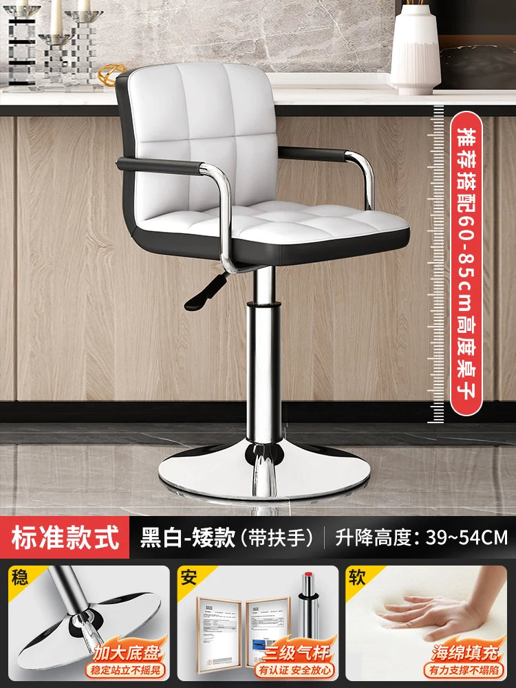 Designer Leder Barhocker in Schwarz – Moderner minimalistischer Barstuhl, ergonomisch & komfortabel für Bar, Schlafzimmer und Gewerbe