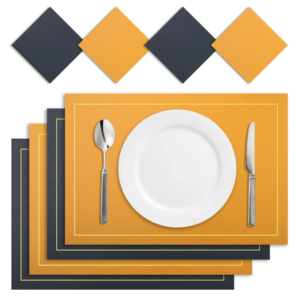 Wendbare PU-Kunstleder Tischsets & Untersetzer – Hitzebeständige, rutschfeste Platzmatten im modernen Design für Esstisch & Weihnachtsdeko (Set mit 4)