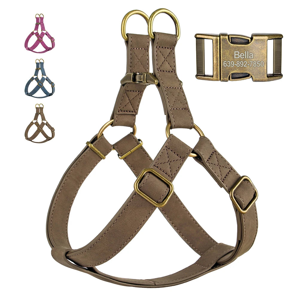 Gilet en cuir PU personnalisé avec gravure nominative – Gilet robuste pour chien, conçu avec un harnais pour petits, petits et grands chiens 