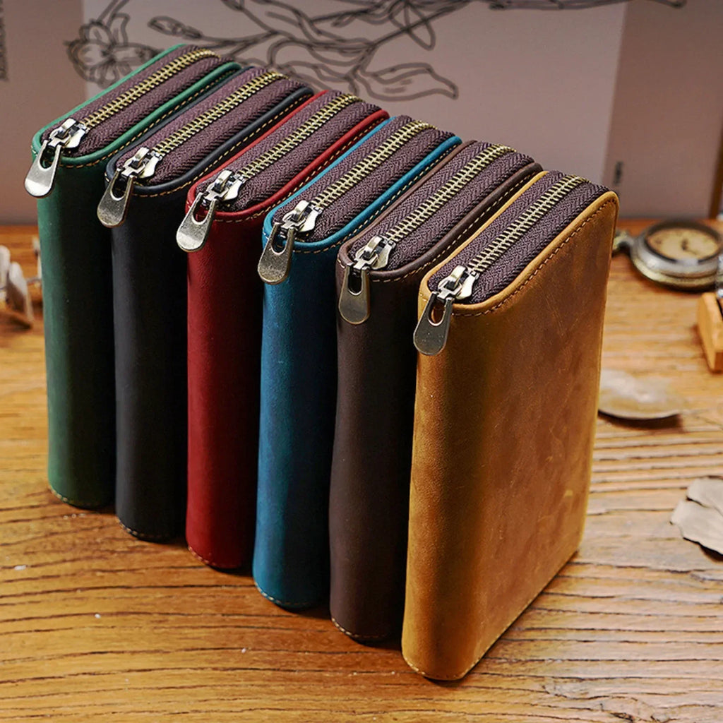 Leder Stifteetui mit Reißverschluss – Multifunktionale Organizer-Tasche mit Kartenfach für Füllfederhalter & Business-Schreibwaren