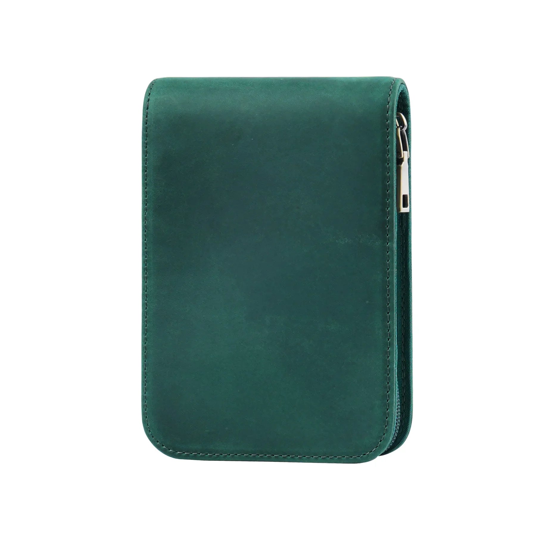 Étui à fermeture éclair en cuir véritable avec 12 emplacements pour supports – Grand étui à fermeture éclair pour bureau, école et voyages