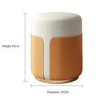 Runder Leder Sitzhocker – Kleiner niedriger Sofa- & Beistellhocker für Wohnzimmer, Lounge & Kaffeebereich