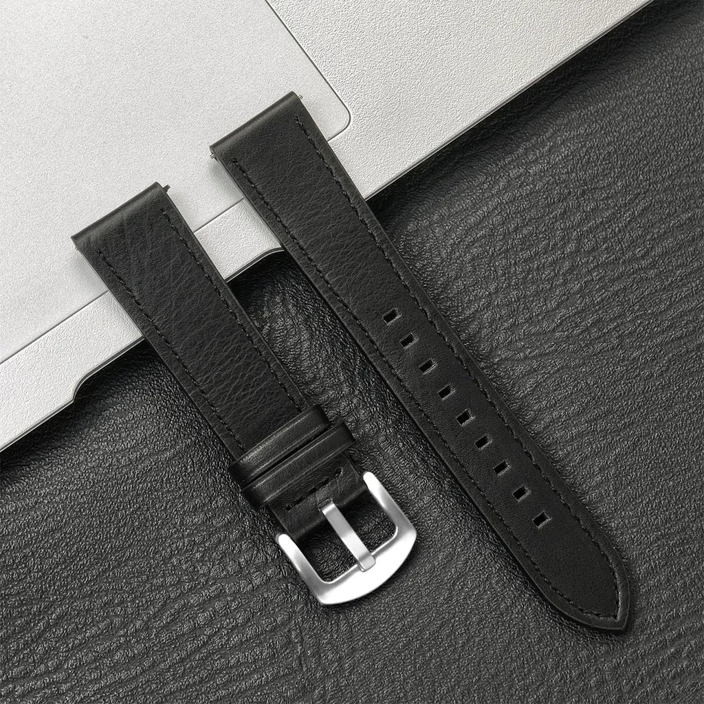 Brazalete de cuero vintage de 20 mm y 22 mm para Samsung Galaxy Watch 4–7 y Xiaomi Redmi Watch – Brazalete clásico para reloj inteligente con diseño dorado 