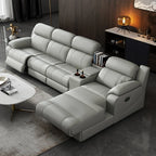 Modernes italienisches Elektro-Ledersofa – Multifunktionales Relax-Sofa mit verstellbarer Liegefunktion, Metall-Ecken und modularer Kombination