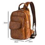 MOTAORA Retro Mini Leder Rucksack Unisex – Handgefertigter Echtleder Chest- &amp; Sling-Backpack im Vintage-Stil 