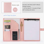 A4 Business Padfolio aus PU-Leder – Dokumentenmappe mit Klemmbrett & optionalem Taschenrechner | Elegante Schreibmappe für Meetings & Büro