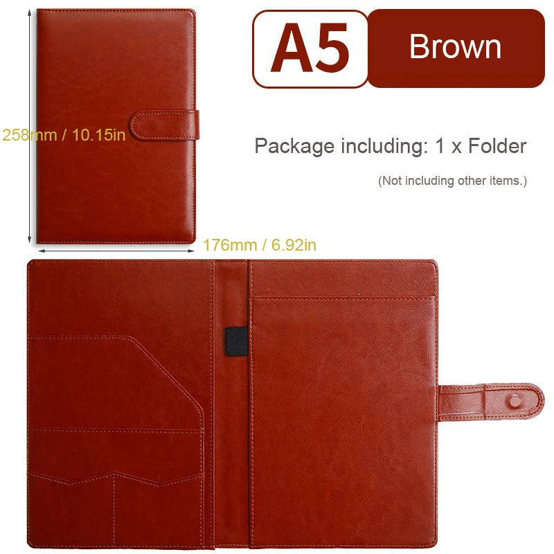 A5 / B5 Carpeta de cuero con Klemmbrett – Carpeta de negocios negra con cuero PU | Mapas de documentos y portapapeles para oficinas y reuniones 