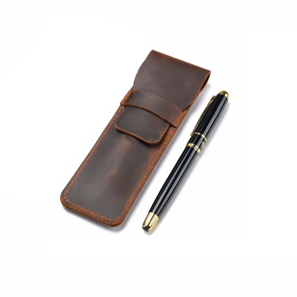 Vintage Leder Stifteetui aus Echtleder – Handgefertigtes Retro Pen Case für Füllfederhalter & Schreibwaren | Schutz & Stil für Schule & Büro
