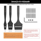 WUTA 3G Plancha para pinchar cuero con Wechselkopf – Professionelles Lederlochwerkzeug aus 4Cr13 Stahl, Austauschbare Chisel- &amp; Punch-Köpfe para bricolaje Lederarbeiten 