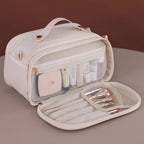 Rosa Kosmetiktasche aus PU-Leder – Fête de l'eau, double sac de maquillage avec une grande taille