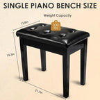 Holz Klavierbank mit Stauraum & gepolsterter Kunstleder-Sitzfläche – Duett Piano Hocker in Schwarz für Noten & Zubehör