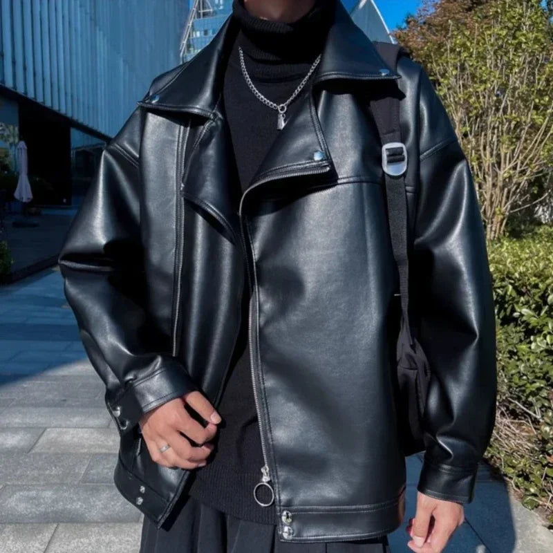 Herren Lederblazer 2025 im Korean Style – Moderner Designer Blazer mit Reißverschluss für Herbst & Winter