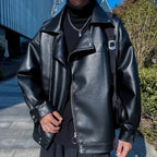 Herren Lederblazer 2025 im Korean Style – Moderner Designer Blazer mit Reißverschluss für Herbst & Winter