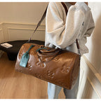 Damen PU Leder Gym & Travel Bag – Modische Fitness-, Yoga- & Reisetasche im Boston-Stil, Sport Duffle & Schulter Tote Bag