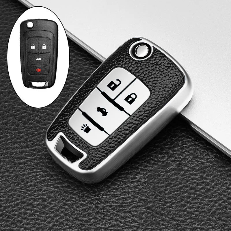 TPU Leder Autoschlüssel Hülle 3/4-Tasten - Funda flexible para llaves Schutzcover para Chevrolet y Opel Schlüssel 