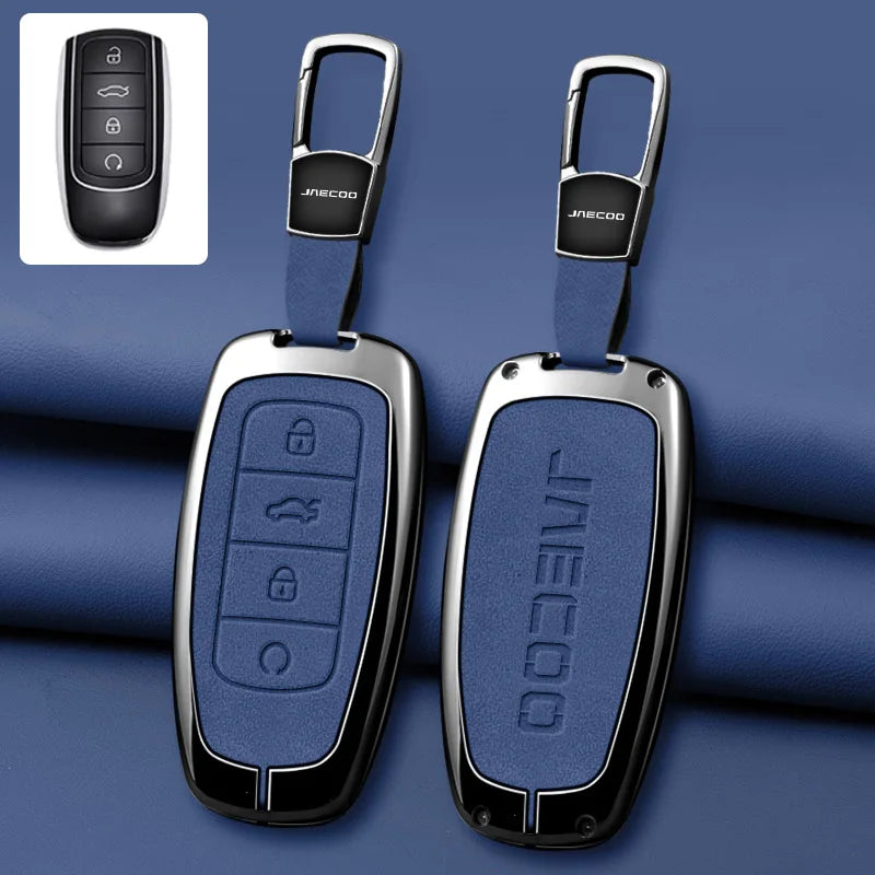 Premium Autoschlüssel Hülle aus Zinklegierung & Leder für Chery & Jaecoo – Edles Key Case Cover für Tiggo 7/8 Pro Max, Omoda C5 & Arrizo 5 Plus