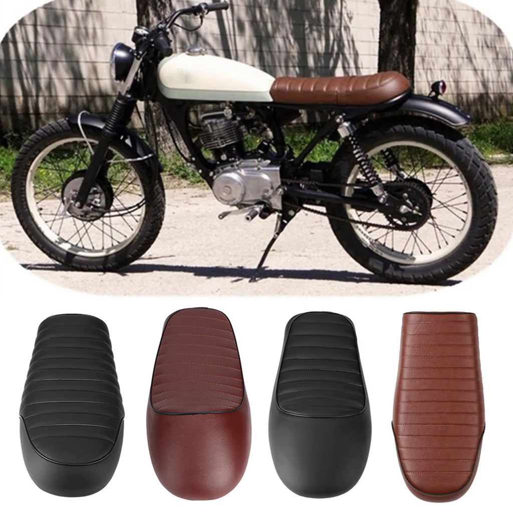 Vintage Café Racer Motorradsitz aus PU Leder – Flacher Retro Sattel para CG125, GN y CB400SS 