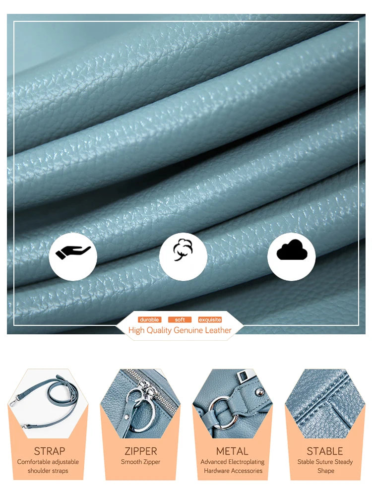 ZENCY Elegante Damen Handtasche aus echtem Leder – Geräumige Schulter- & Crossbody Tote Bag mit zwei Riemen, stilvolles Design für Alltag & Business