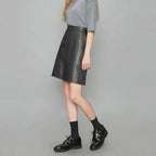 Damen PU Leder Rock High Waist – Eleganter A-Linien Rock mit Reißverschluss, Koreanischer Office-Style für Herbst & Winter