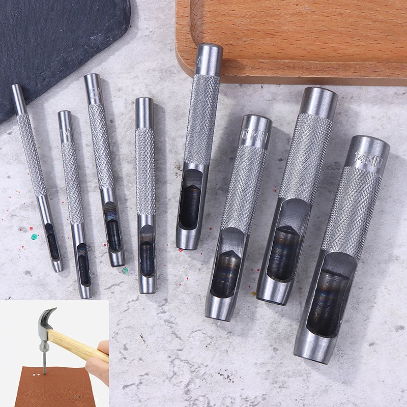 Rundloch Leder Stanze 3–25 mm aus Stahl – Präziser Hohl-Lochstanzer für Leder, Kunststoff, Gummi & Dichtungen (DIY Werkzeug)