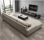 Nordisches L-förmiges Ledersofa aus italienischem Echtleder – Großzügiges Designer-Ecksofa im skandinavischen Stil für Wohnzimmer