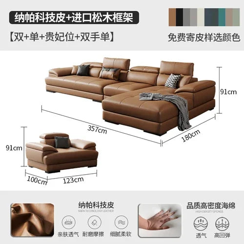 Europäisches Luxus Ecksofa aus Echtleder – Modulares L-Form Designer-Sofa for das Wohnzimmer, moderne et élégant